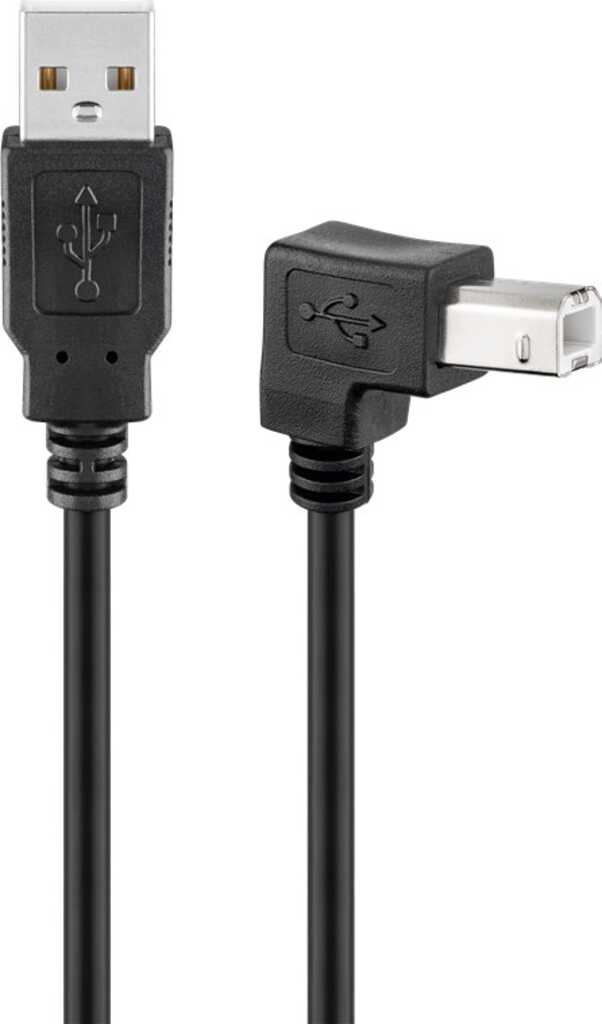 Goobay USB 2.0 Hi-Speed-Kabel 90, schwarz USB 2.0-Stecker (Typ A) > USB 2.0-Stecker (Typ B)