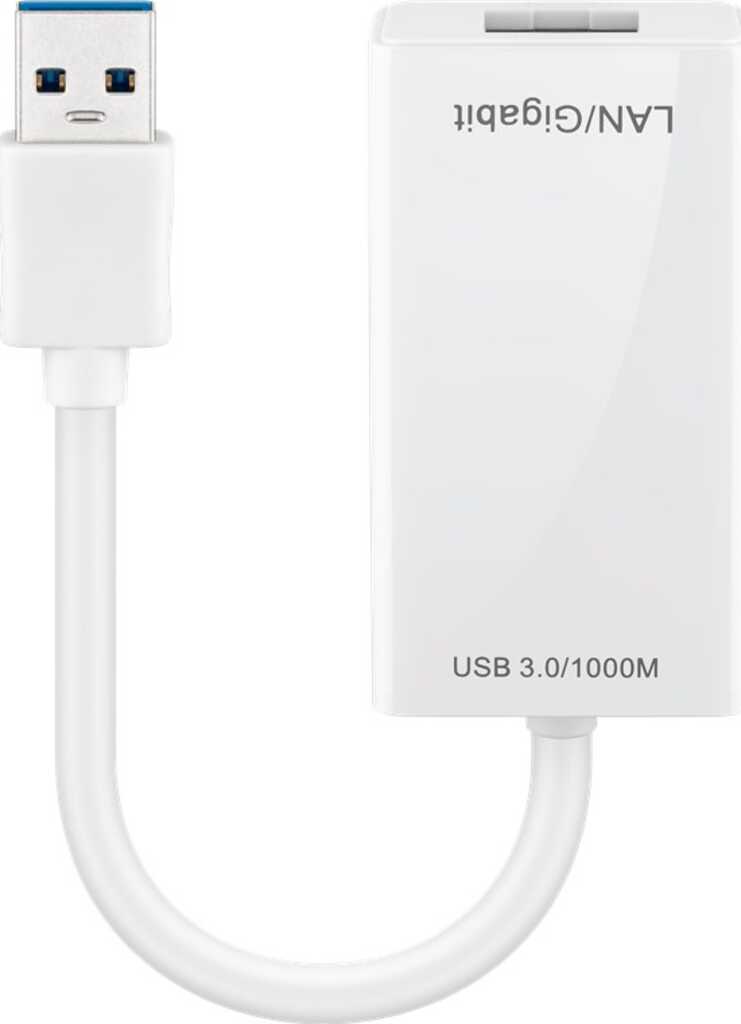 Goobay USB 3.0 Gigabit Ethernet Netzwerkkonverter, weiß zum Anschluss eines PC/MAC an ein Ethernet-Netzwerk