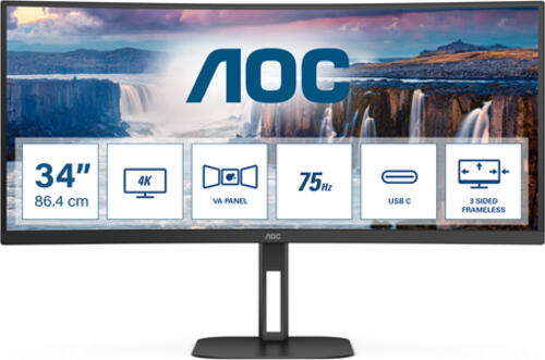 AOC V5 CU34V5C/BK LED display 86,4 cm (34) 3440 x 1440 Pixel Wide Quad HD Schwarz