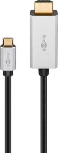 Goobay 60174 Videokabel-Adapter 2 m USB Typ-C HDMI Typ A (Standard) Schwarz, Silber