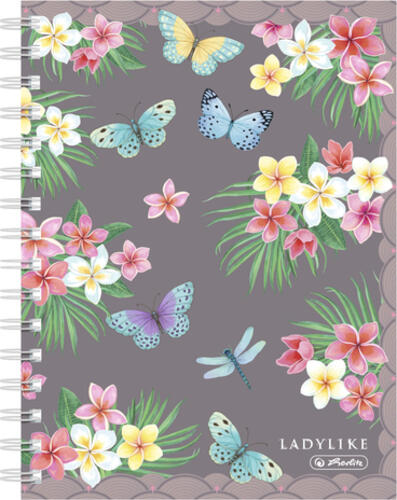 Herlitz Ladylike Butterflies Notizbuch A5 100 Blätter Grau, Mehrfarbig