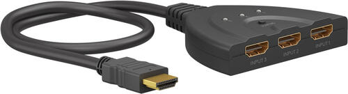 Goobay HDMI-Umschaltbox 3 auf 1 (4K @ 30 Hz) zum Umschalten zwischen 3x HDMI-Geräten angeschlossen an 1x HDMI-Display
