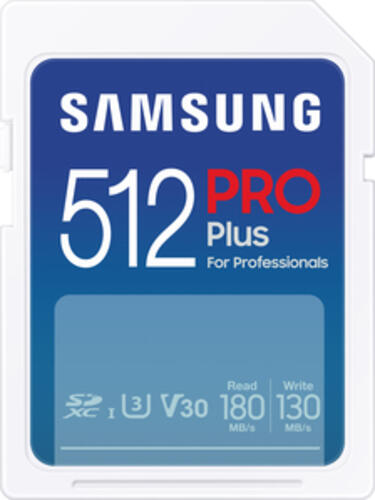 512 GB Samsung PRO Plus for Professionals SDXC Speicherkarte, lesen: 180MB/s, schreiben: 130MB/s