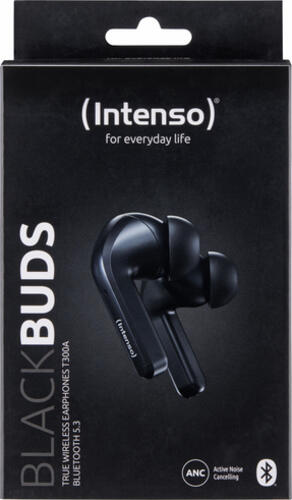Intenso Black Buds T300A Kopfhörer True Wireless Stereo (TWS) im Ohr Anrufe/Musik/Sport/Alltag USB Typ-C Bluetooth Schwarz