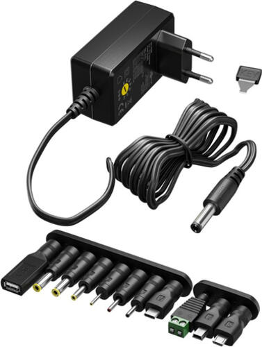 Goobay Universal-Netzteil 3 V - 12 V, max. 12 W inkl. 11 Adapter: 7 DC-Adapter plus USB-C, USB-A, USB