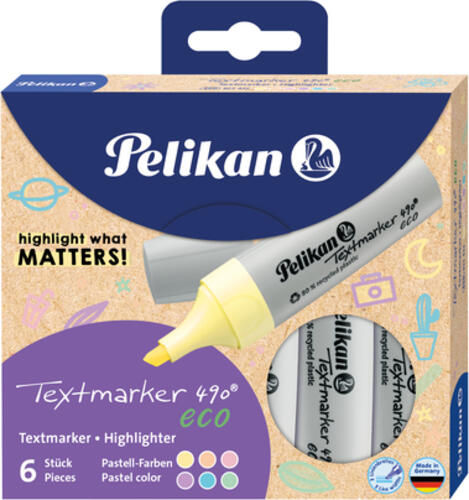 Pelikan Textmarker 490 eco Marker 6 Stück(e) Meißel Mehrfarbig