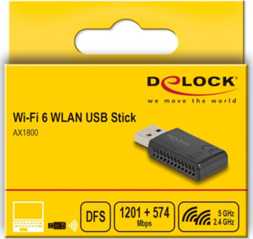 DeLOCK Wi-Fi 6 Dualband WLAN USB Stick AX1800 (1201 + 574 Mbps)