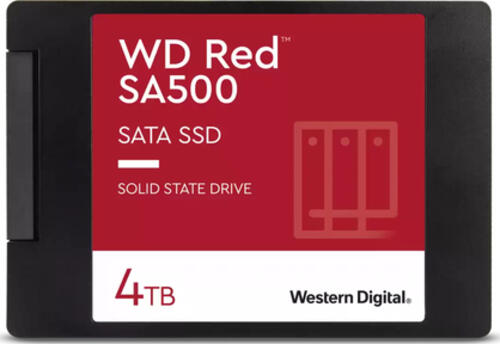 4.0 TB SSD Western Digital WD Red SA500 NAS SATA SSD, SATA 6Gb/s, lesen: 560MB/s, schreiben: 520MB/s, TBW: 2.5PB