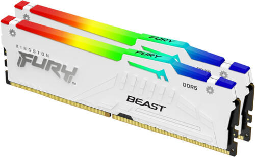 Kingston Technology FURY Beast 32GB 6000MT/s DDR5 CL30 DIMM (2er-Kit) White RGB XMP