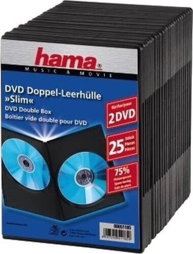 1x25 Hama DVD-Doppel-Leerhülle Slim  75% Platzsparnis     51185