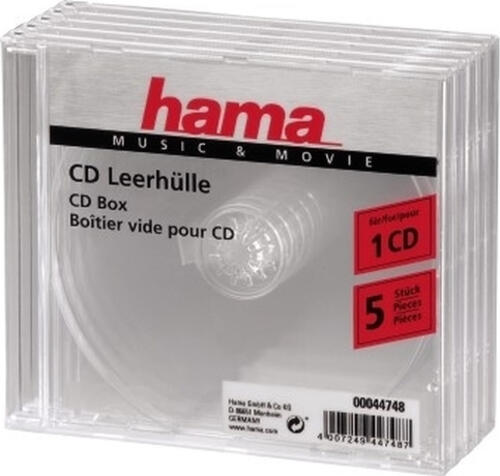 1x5 Hama CD-Box transparent Jewel-Case                 44748