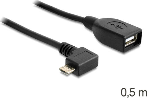 DeLOCK USB micro-B - USB 2.0-A, 0.5m USB Kabel 0,5 m Micro-USB B USB A Schwarz