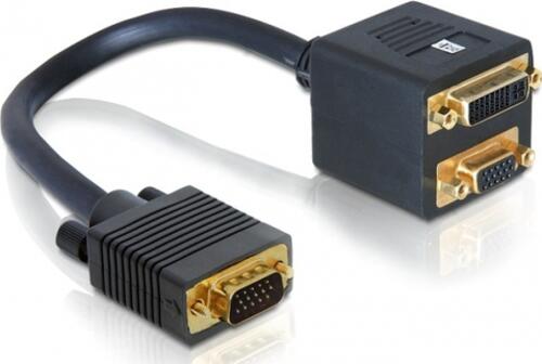DeLOCK Adapter VGA male > VGA + DVI 29 female 0,2 m VGA (D-Sub) DVI + VGA (D-Sub) Schwarz