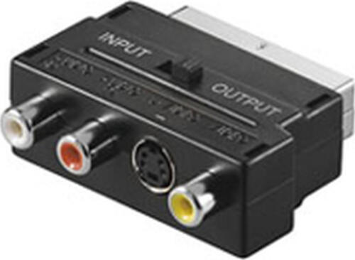 Goobay Scart zu Composite Audio Video und S-Video Adapter, IN/OUT Scart-Stecker (21-Pin) > 3x Cinch-Buchse