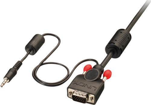 Lindy 37299 Videokabel-Adapter 2 m VGA (D-Sub) + 3.5mm Schwarz, Rot