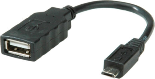 ROLINE USB 2.0 Kabel, USB 2.0 Typ Micro B - Typ A BU, OTG 0,15 m