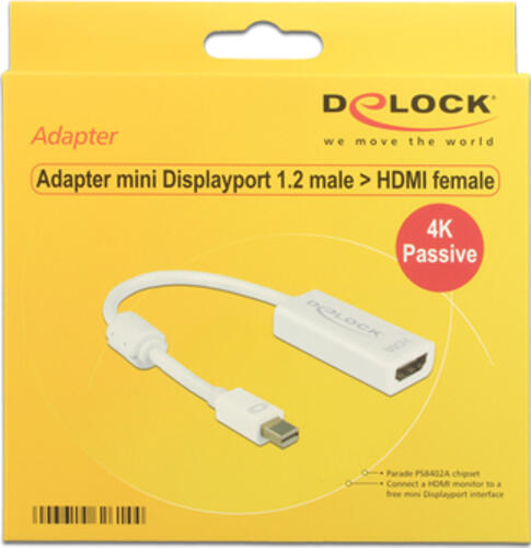 DeLOCK 62614 Videokabel-Adapter 0,2 m Mini DisplayPort HDMI Typ A (Standard) Weiß