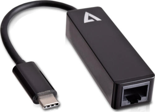 V7 USB-Videoadapter USB-C (m) auf RJ45 (f), schwarz