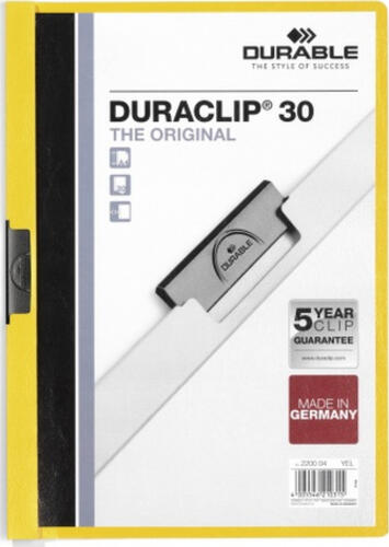 Durable Duraclip 30 Präsentations-Mappe PVC Transparent, Gelb
