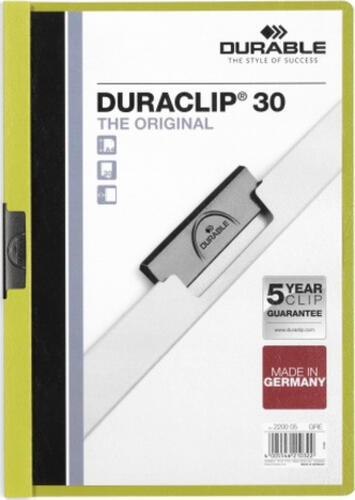 Durable Duraclip 30 Präsentations-Mappe PVC Grün, Transparent