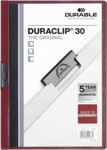 Durable Duraclip 30 Präsentations-Mappe PVC Burgund, Transparent
