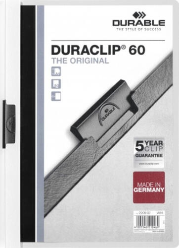 Durable Duraclip 60 Präsentations-Mappe PVC Transparent, Weiß