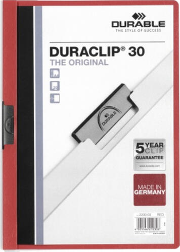 Durable Duraclip 30 Präsentations-Mappe PVC Rot, Transparent