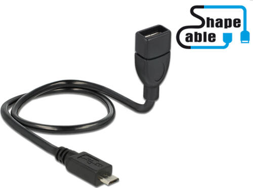DeLOCK 0.5m, USB2.0 Micro-B/USB2.0-A USB Kabel 0,5 m Micro-USB B USB A Schwarz