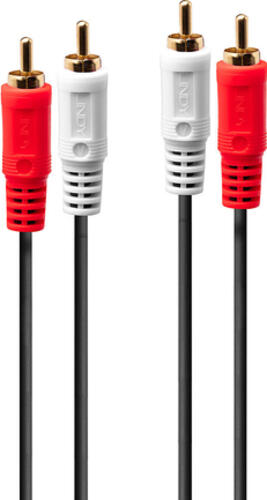 Lindy 35661 Audio-Kabel 2 m 2 x RCA Rot, Weiß