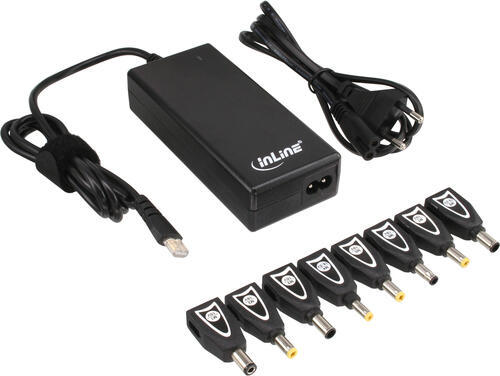 InLine Universal NT f. Notebooks, 90W, USB, 100-240V, schwarz m. 8 Wechselst.