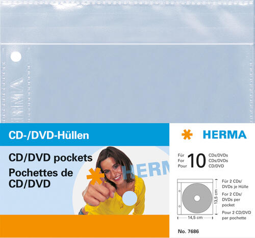 Herma CD/DVD-Hüllen je 2 CD/DVD 5 Hüllen transparent        7686