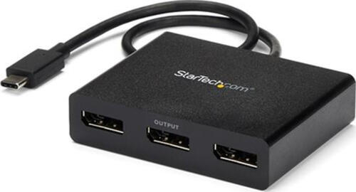 StarTech.com 3-Port USB-C Multi-Monitor Adapter, USB-C auf 3x DisplayPort 1.2 MST Hub, Dreifach 1080p 30Hz DP Laptop Display Extender / Splitter, extra langes integriertes Kabel - nur Windows