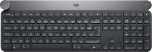 Logitech Craft Advanced keyboard with creative input dial Tastatur RF Wireless + Bluetooth AZERTY Belgisch Schwarz, Grau