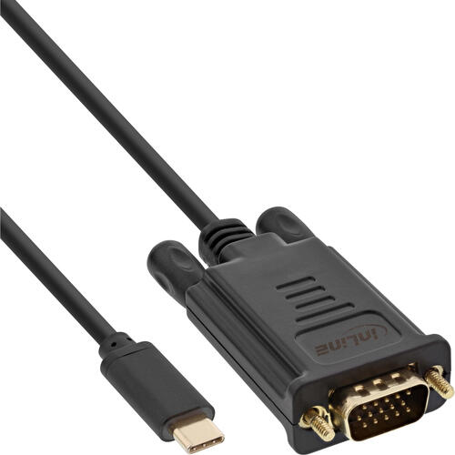 InLine USB Display Kabel, USB-C Stecker zu VGA Stecker, 2m