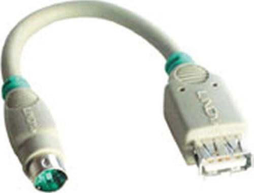 Lindy USB - PS/2 Port Adapter PS/2-Kabel 0,15 m 6-p Mini-DIN USB A Grau