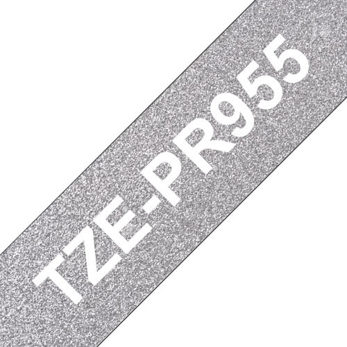 Brother TZE-PR955 Etiketten erstellendes Band Weiß auf Silber
