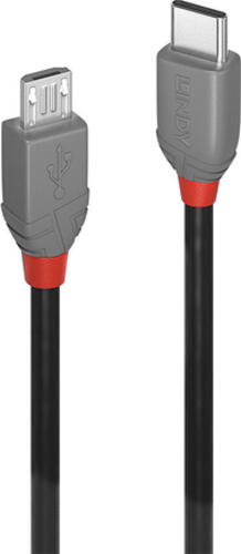 Lindy 36891 USB Kabel 1 m USB 2.0 USB C Micro-USB B Schwarz, Grau