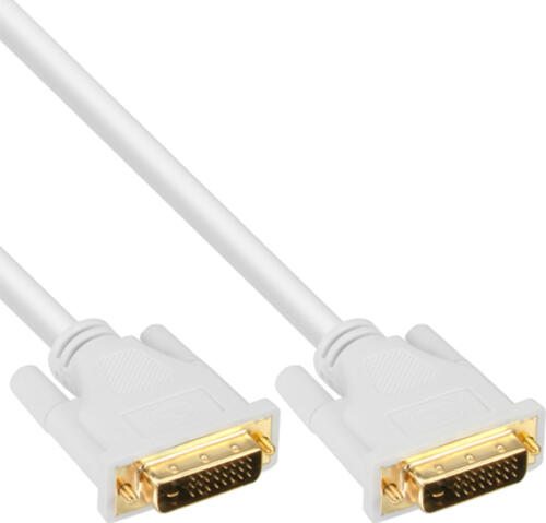 InLine DVI-D Kabel, digital 24+1 Stecker / Stecker, Dual Link, weiß / gold, 2m
