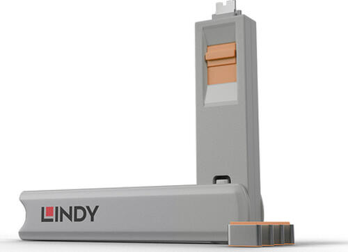 Lindy 40428 Schnittstellenblockierung Türblockierschlüssel USB Typ-C Grau, Orange 4 Stück(e)