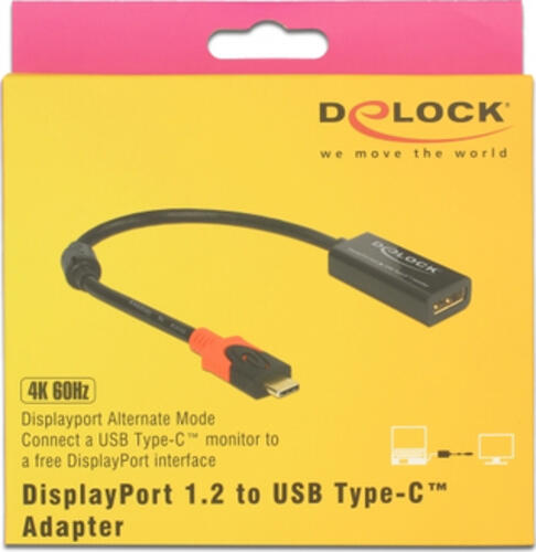 DeLOCK 63928 Videokabel-Adapter 0,2 m USB Typ-C DisplayPort 20 pin Schwarz, Rot