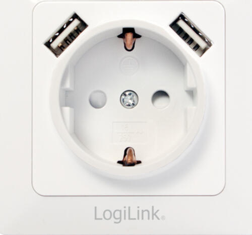 LogiLink PA0162 Steckdose 2 x USB + CEE 7/3 Weiß