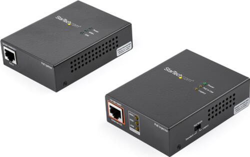 StarTech.com 1 Port Gigabit PoE Injector & Splitter Komplet - 60W über Ethernet Injektor 100m/12-24V DC Verteiler 802.3bt Midspan Einzeln Port Ultra PoE LAN/RJ45 Sicherheit/Überwachung