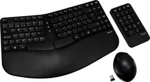 V7 Wireless Desktop Combo mit ergonomischer Tastatur, Maus und Nummernblock