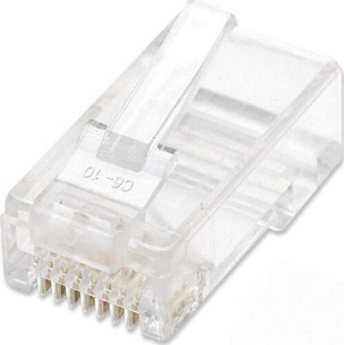 Intellinet 100er-Pack Cat6 RJ45-Modularstecker, UTP, 2-Punkt-Aderkontaktierung, für Litzendraht, 100 Stecker pro Becher