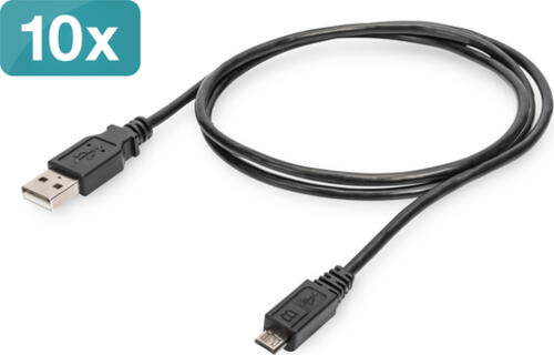 Digitus USB 2.0 Anschlusskabel, Typ A - micro B, 10er Pack