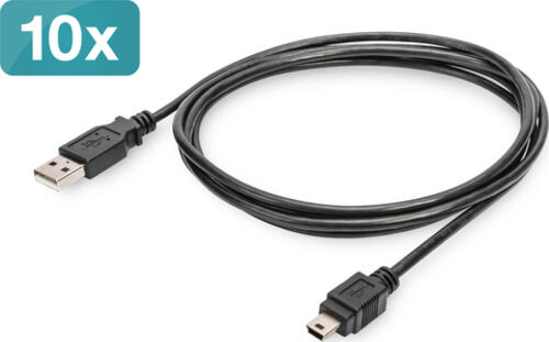 Digitus USB 2.0 Anschlusskabel, Typ A - mini B, 10er Pack