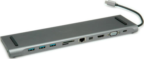 ROLINE 12.02.1117 laptop-dockingstation & portreplikator Kabelgebunden USB 3.2 Gen 2 (3.1 Gen 2) Type-C Schwarz, Grau