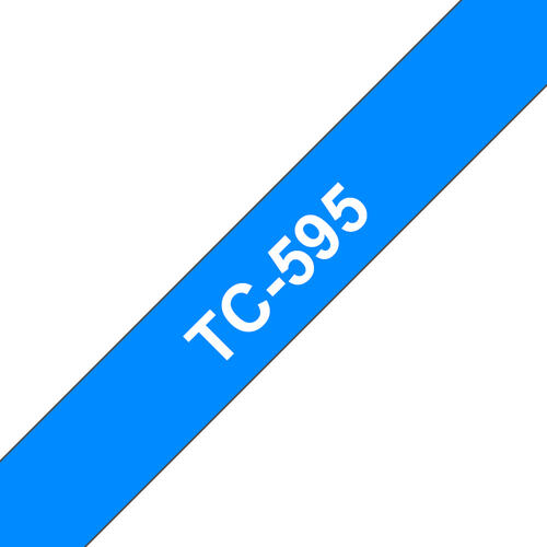 Brother TC-595 Etiketten erstellendes Band Weiss auf Blau