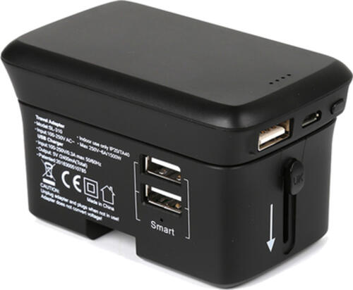 RealPower TravelCharge-4k Universal Schwarz USB Kabelloses Aufladen Drinnen, Draußen