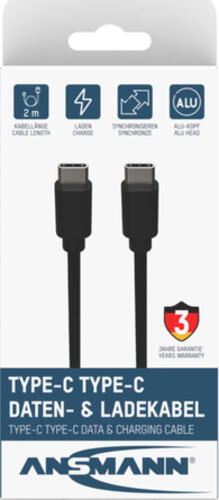 Ansmann 1700-0122 USB Kabel 2 m USB C Schwarz
